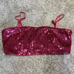 Pink sparkly tube top